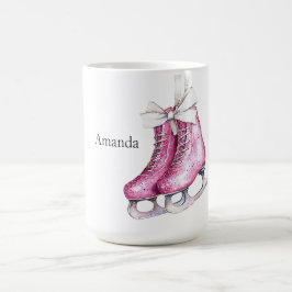 Caneca De Café Natal para Skates de gelo cor-de-rosa