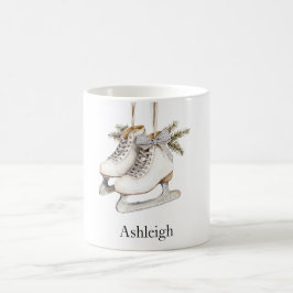 Caneca De Café Natal para Skates de gelo Silver Glam
