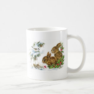 Caneca De Café Natal pequeno dos coelhos