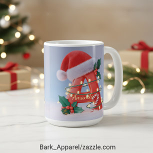 Caneca De Café Natal Personalizado com Letra 'A' 
