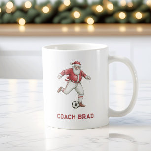Caneca De Café Natal Personalizado de Futebol do Papai Noel