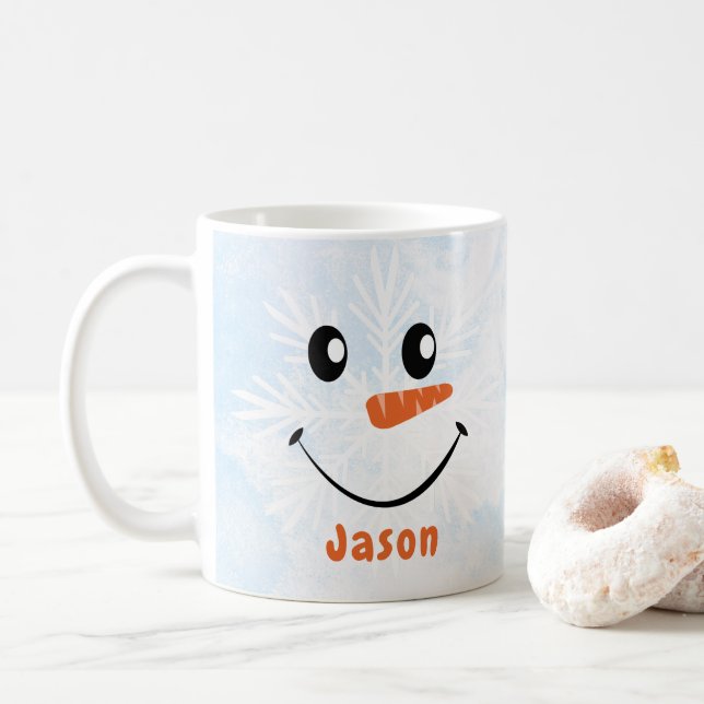 Caneca De Café Natal personalizado do boneco de neve no Natal (Com Donut)
