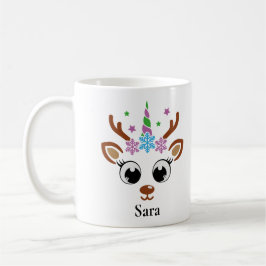 Caneca De Café Natal personalizado do Unicorn Reindeer Snowflake