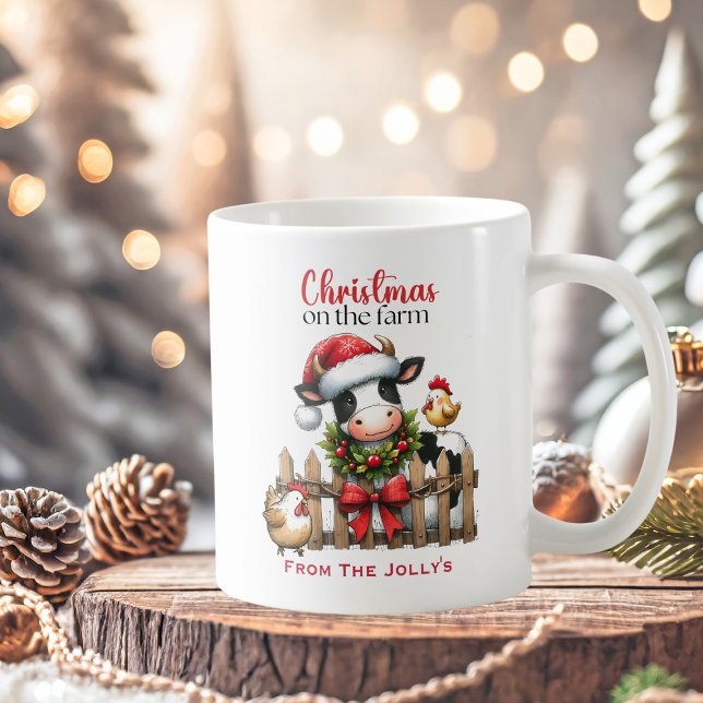 Caneca De Café Natal personalizado nos animais de exploração (Criador carregado)