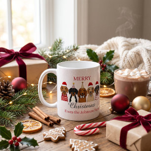 Caneca De Café Natal Personalizado para Família de Dachshund