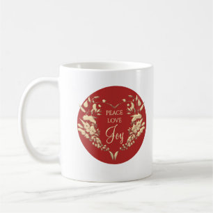 Caneca De Café Natal Personalizado Paz Amor Alegria Vermelho Dour