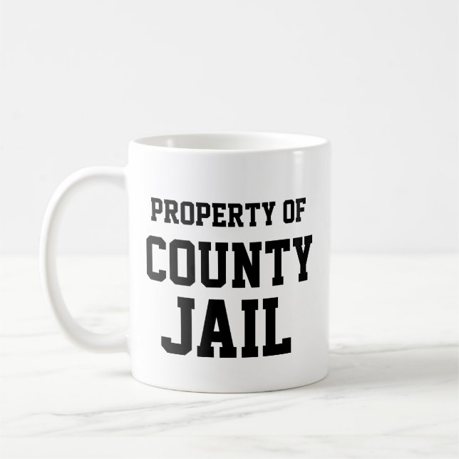 Caneca De Café Natal presente Ideia Engraçada Novelty COUNTY JAIL (Esquerda)
