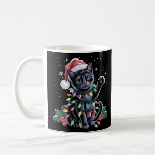 Caneca De Café Natal preto Natal Natal Santa Hat Feriado de Natal