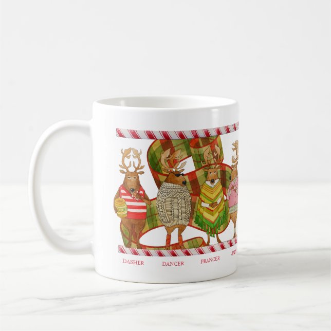 Caneca De Café NATAL REINDEER Cama Branca (Esquerda)