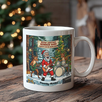 Caneca De Café Natal Rockeira Banda de Rena do Papai Noel Natal