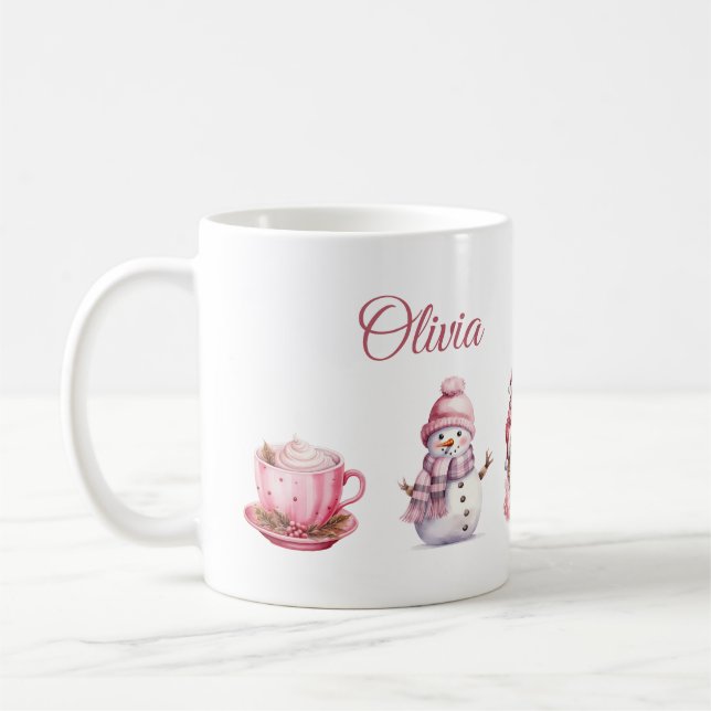 Caneca De Café Natal Rosa (Esquerda)