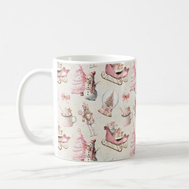 Caneca De Café Natal Rosa  (Esquerda)