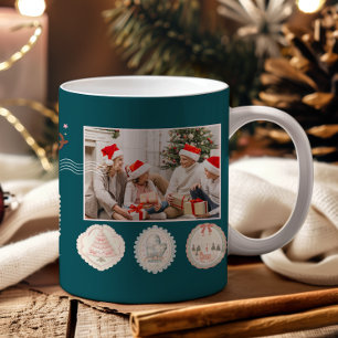 Caneca De Café Natal Rosa Verde Retro