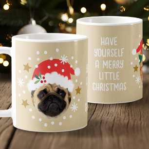 Caneca De Café Natal Rosto Personalizado Papai Noel Duende Dourad