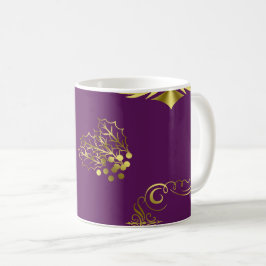 Caneca De Café Natal roxo e Dourado