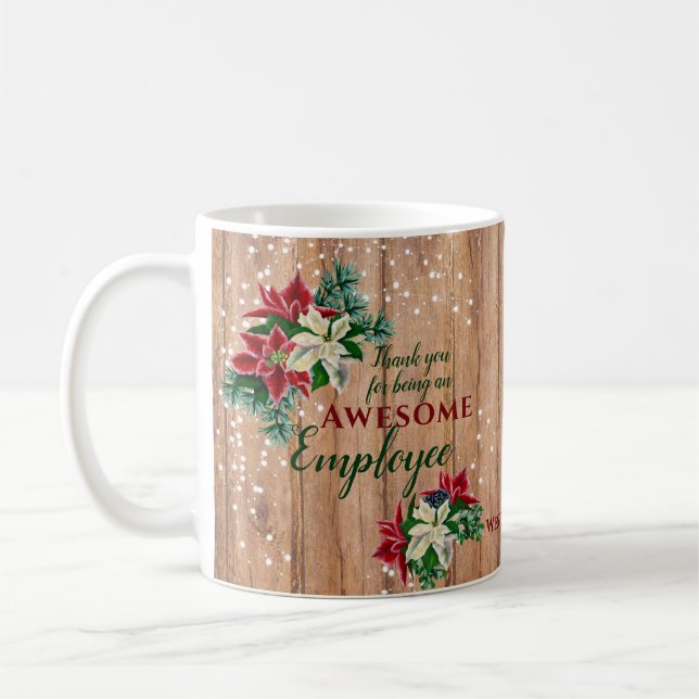 Caneca De Café Natal Rústico Agradecimento aos Funcionários Flora (Esquerda)