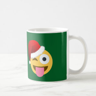Caneca De Café natal santa claus winking emoji