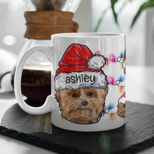 Caneca De Café Natal Santa Claus Yorkshire Terri Pet Dog