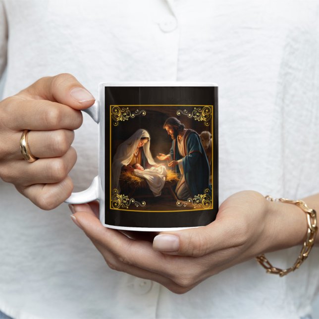 Caneca De Café Natal Santa Família Religiosa (Criador carregado)