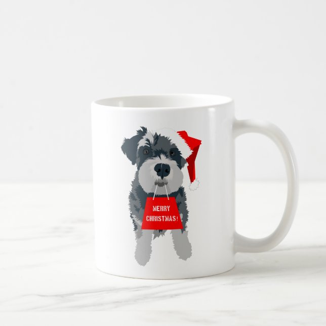Caneca De Café Natal Schnauzer Cachorro Santa Hat Mug (Direita)