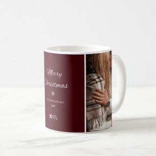 Caneca De Café Natal simples e elegante da Borgonha Escura
