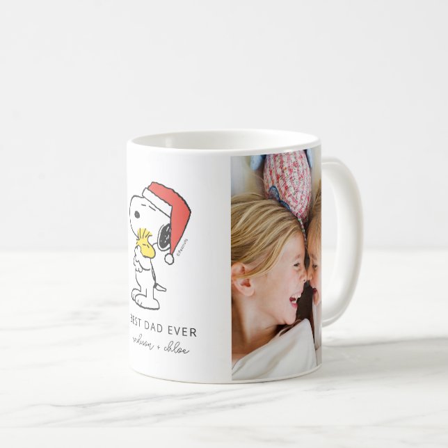 Caneca De Café Natal Snoopy & Woodstock | Melhor Pai - Foto (Frente Esquerda)