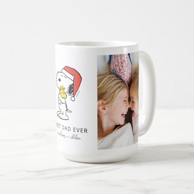 Caneca De Café Natal Snoopy & Woodstock | Melhor Pai - Foto (Frente Esquerda)