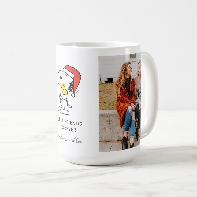 Caneca De Café Natal Snoopy & Woodstock | Melhores Amigos (Frente Esquerda)