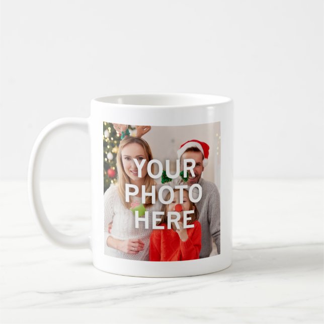 Caneca De Café Natal Sua Foto Aqui (Esquerda)