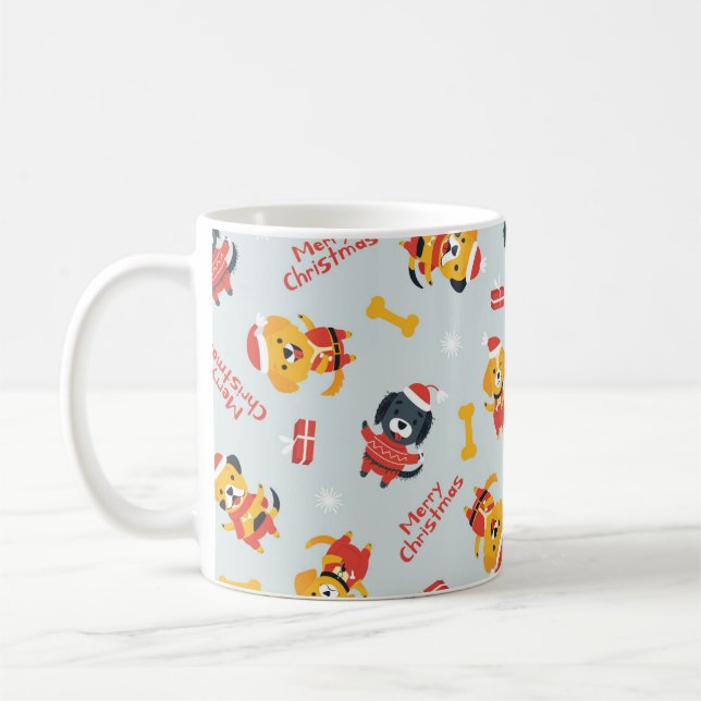 Caneca De Café Natal Temático de Cachorro Fofo (Esquerda)