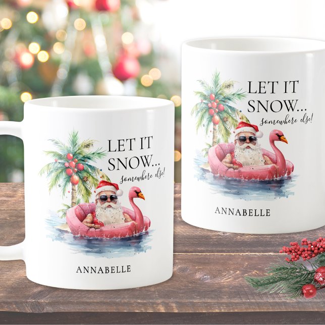 Caneca De Café Natal Tropical de Praia Engraçado do Papai Noel (Funny Santa Claus Tropical Beach Christmas Coffee Mug)