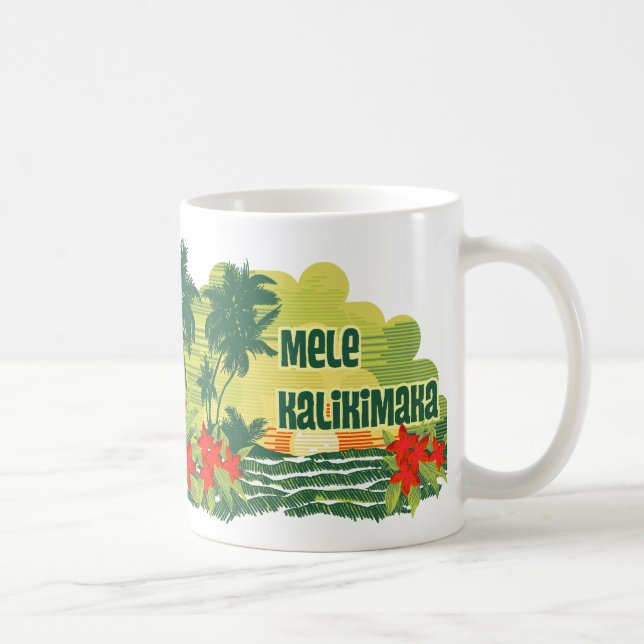 Caneca De Café Natal tropical do Hawaiian da ilha de Mele (Direita)