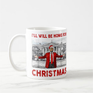 Caneca De Café Natal Trump Papai Noel Eu Estarei Em Casa No Natal