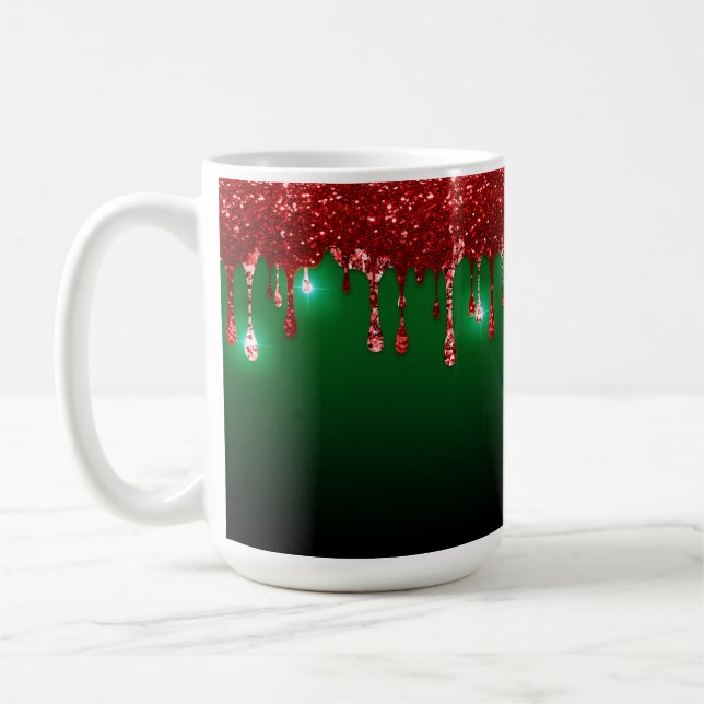 CANECA DE CAFÉ NATAL VERDE COM PILHA DE FERIADO VERMELHO (Esquerda)