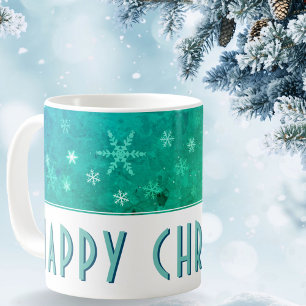 Caneca De Café Natal Verde Moderno, Floco de Neve