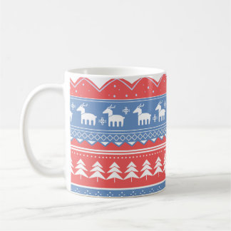 Caneca De Café Natal Vermelho e Azul Minimalista - Padrão exclusi