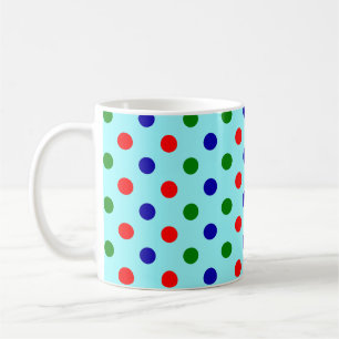 Caneca De Café Natal - Vermelho, Verde e Azul Padrão de Pontos