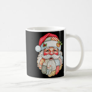 Caneca De Café Natal Vintage Préppy Rosto do Papai Noel Remendo d