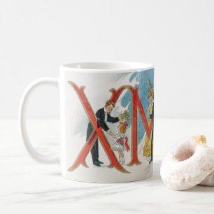 Caneca De Café Natal Vitoriano Antigo, Uma Festa de Natal Alegre