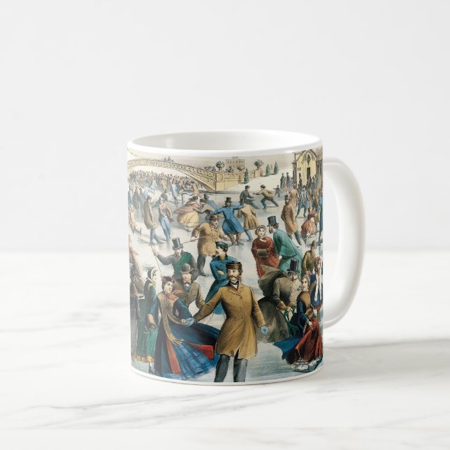 Caneca De Café Natal Vitoriano Central Park Currier & Ives (Frente Esquerda)