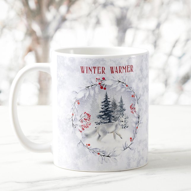 Caneca De Café Natal Winter Snow Artic Fox Name (Christmas Winter Snow Arctic Fox Name Coffee Mug)