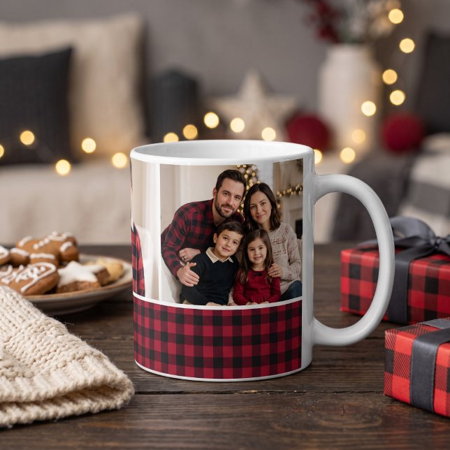 Caneca De Café Natal Xadrez de Búfalo (Criador carregado)