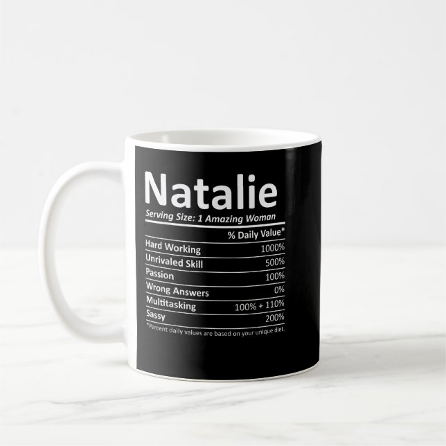 Caneca De Café NATALIE Nutrition Personalized Name Funny Christma (Esquerda)