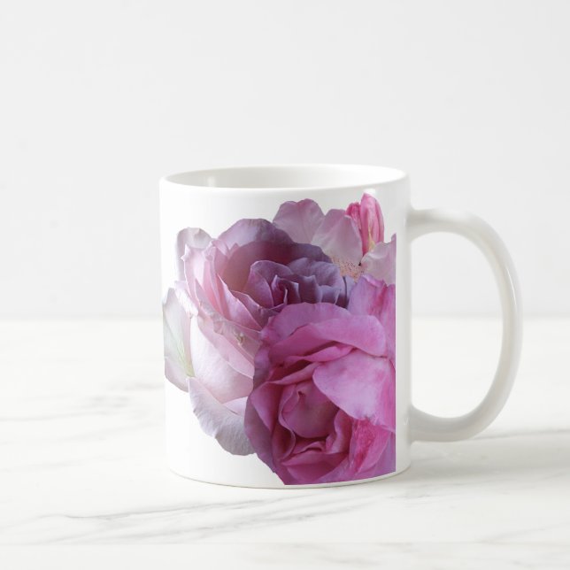 Caneca De Café Natalie personalizável nome bonito rosa-flores ros (Direita)