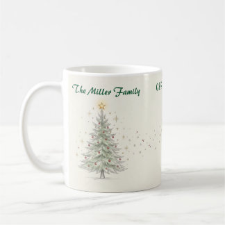 Caneca de café natalina com árvore de Natal em des