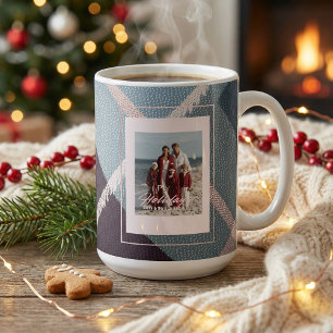 Caneca de café natalina rústica xadrez moderna com