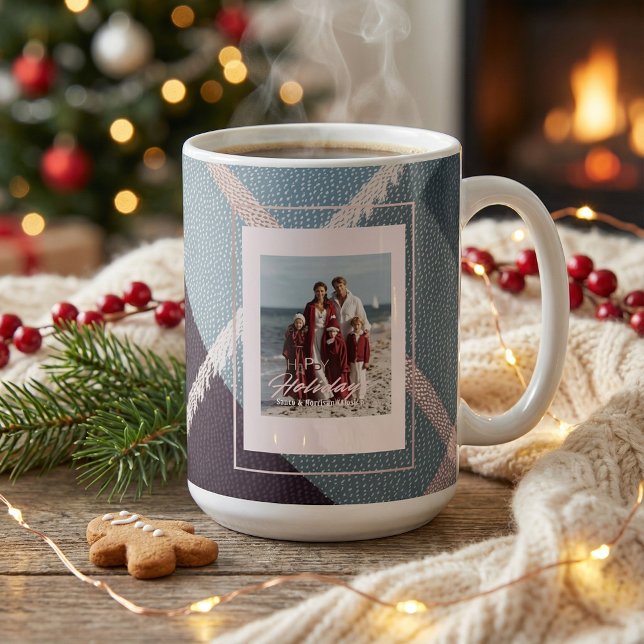 Caneca de café natalina rústica xadrez moderna com (Criador carregado)
