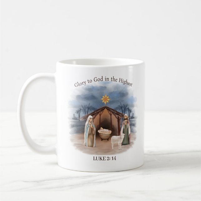 Caneca De Café Natividade Cena Igreja Nome Natal Cristão (Esquerda)