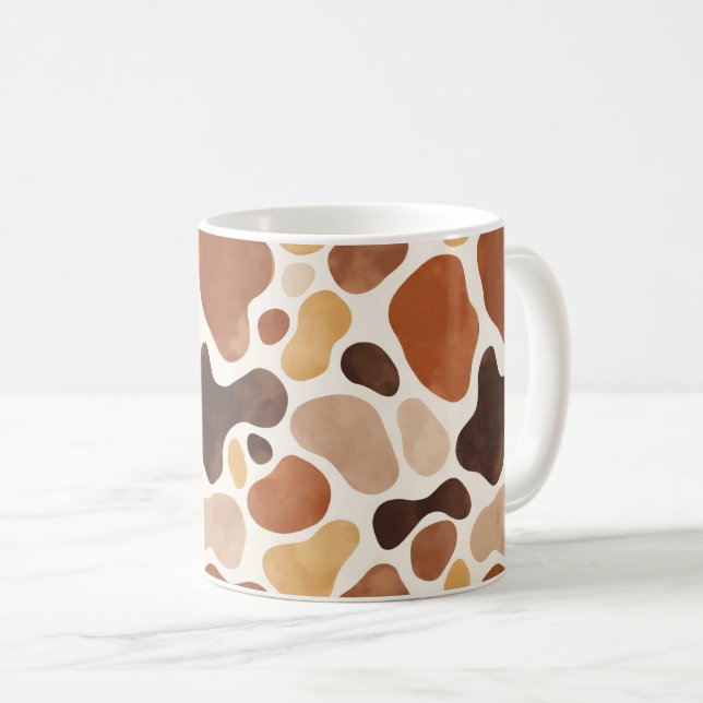 Caneca De Café Natural Flow Coffee Mug – Warm Neutral Aesthetic (Frente Esquerda)