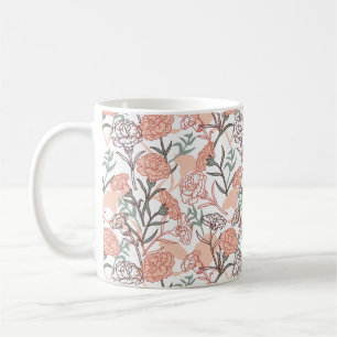 Caneca De Café Nature Inspirou Floral: Padrão De Flor De Cravos